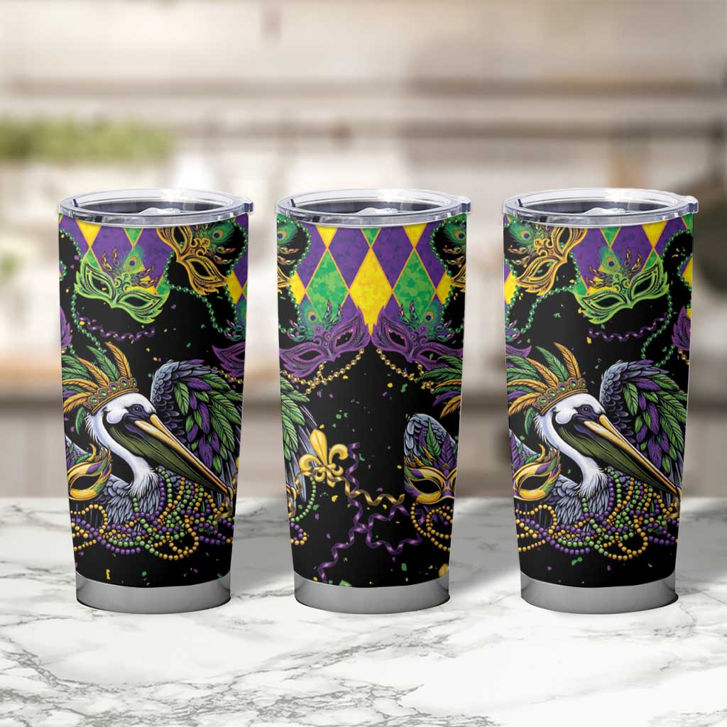 Mardi Gras Pelican Tumbler Cup On Tuesdays We Wear Beads - Wonder Print Shop