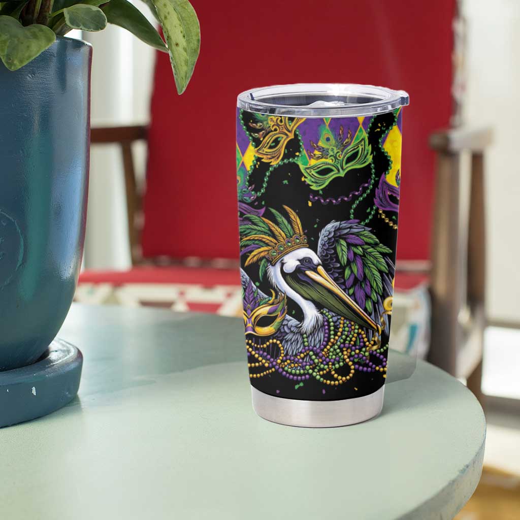 Mardi Gras Pelican Tumbler Cup On Tuesdays We Wear Beads - Wonder Print Shop