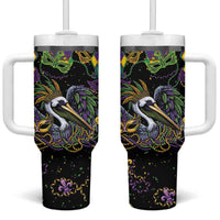 Mardi Gras Pelican Tumbler With Handle On Tuesdays We Wear Beads - Wonder Print Shop