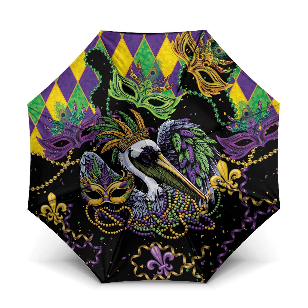 Mardi Gras Pelican Umbrella On Tuesdays We Wear Beads - Wonder Print Shop