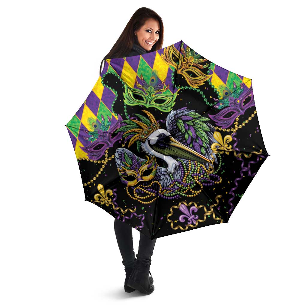 Mardi Gras Pelican Umbrella On Tuesdays We Wear Beads - Wonder Print Shop