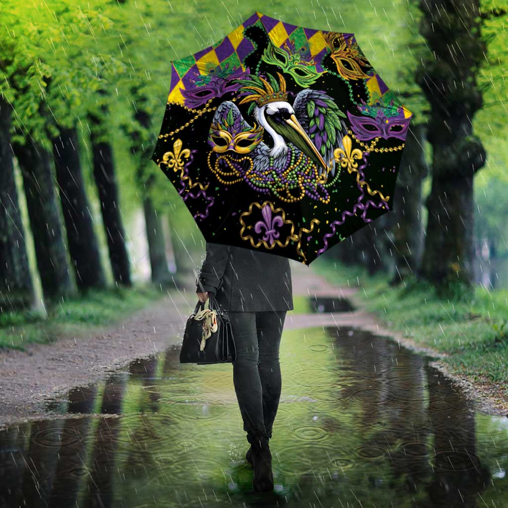 Mardi Gras Pelican Umbrella On Tuesdays We Wear Beads - Wonder Print Shop