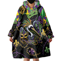 Mardi Gras Pelican Wearable Blanket Hoodie On Tuesdays We Wear Beads - Wonder Print Shop