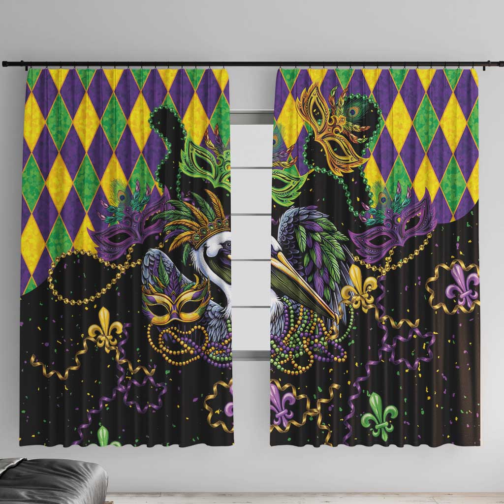 Mardi Gras Pelican Window Curtain On Tuesdays We Wear Beads - Wonder Print Shop