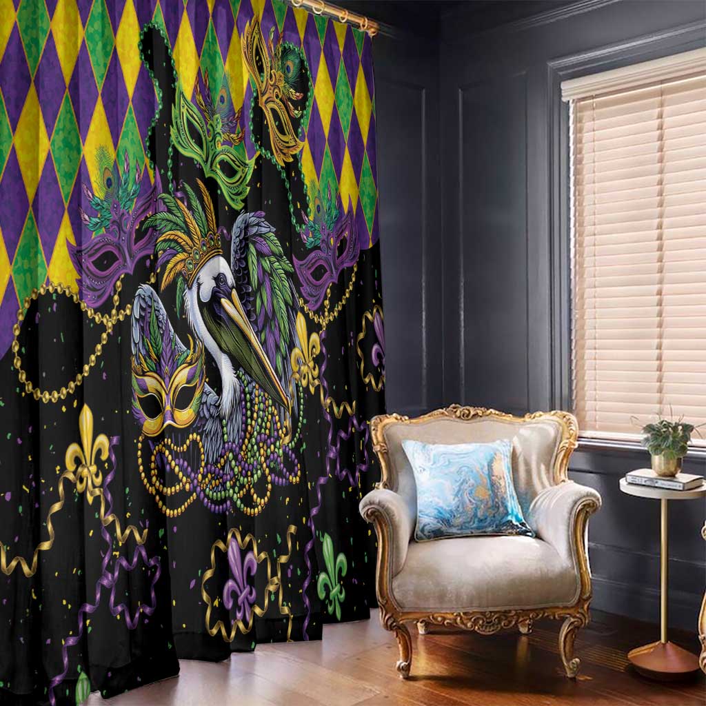 Mardi Gras Pelican Window Curtain On Tuesdays We Wear Beads - Wonder Print Shop