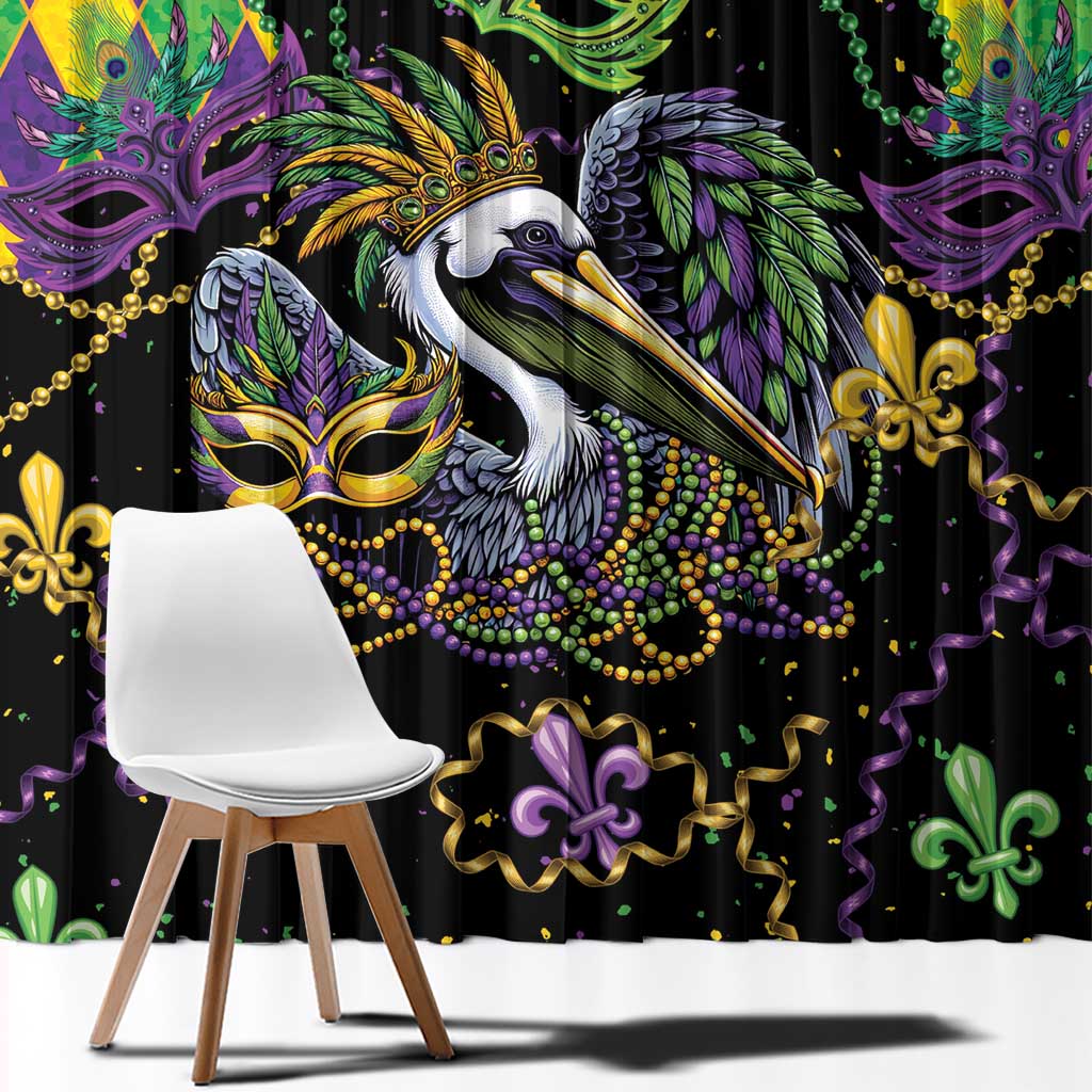 Mardi Gras Pelican Window Curtain On Tuesdays We Wear Beads - Wonder Print Shop