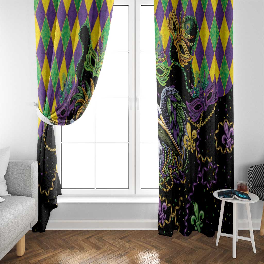 Mardi Gras Pelican Window Curtain On Tuesdays We Wear Beads - Wonder Print Shop
