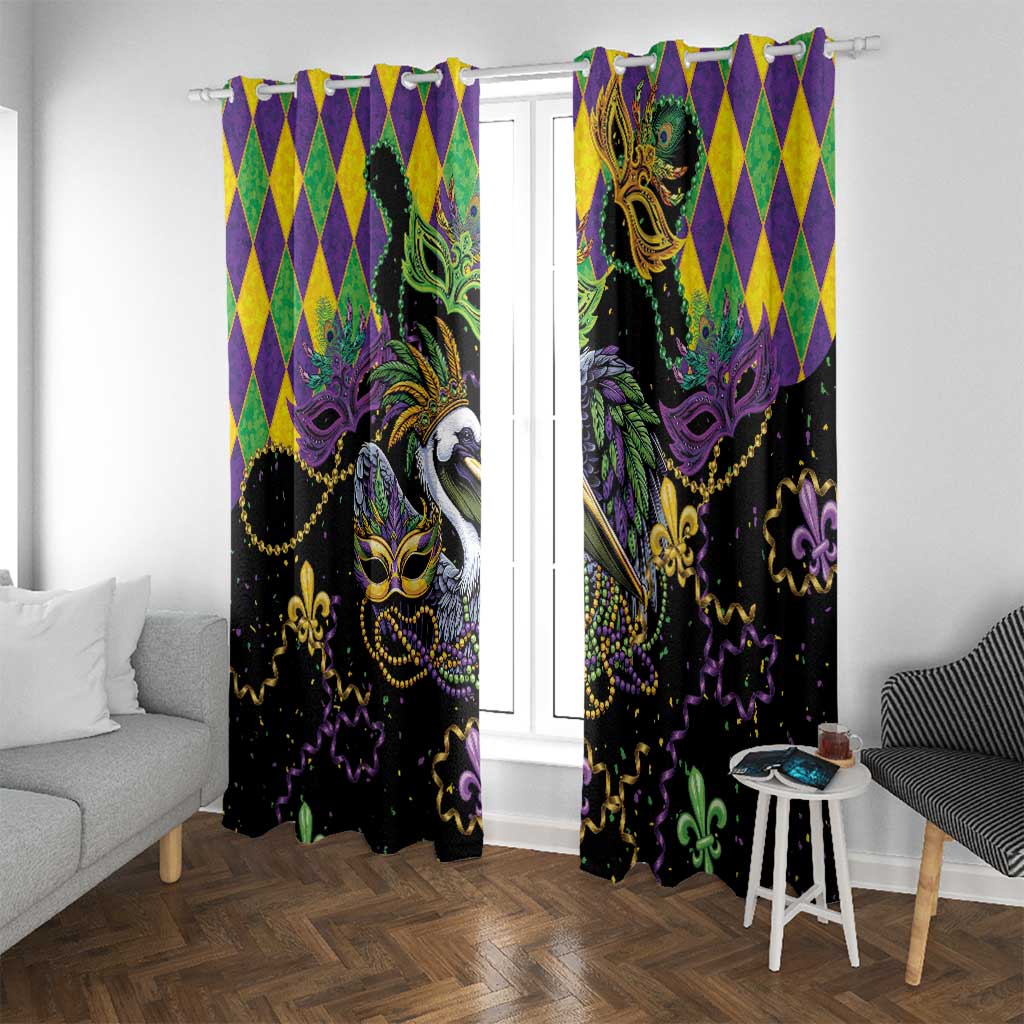 Mardi Gras Pelican Window Curtain On Tuesdays We Wear Beads - Wonder Print Shop