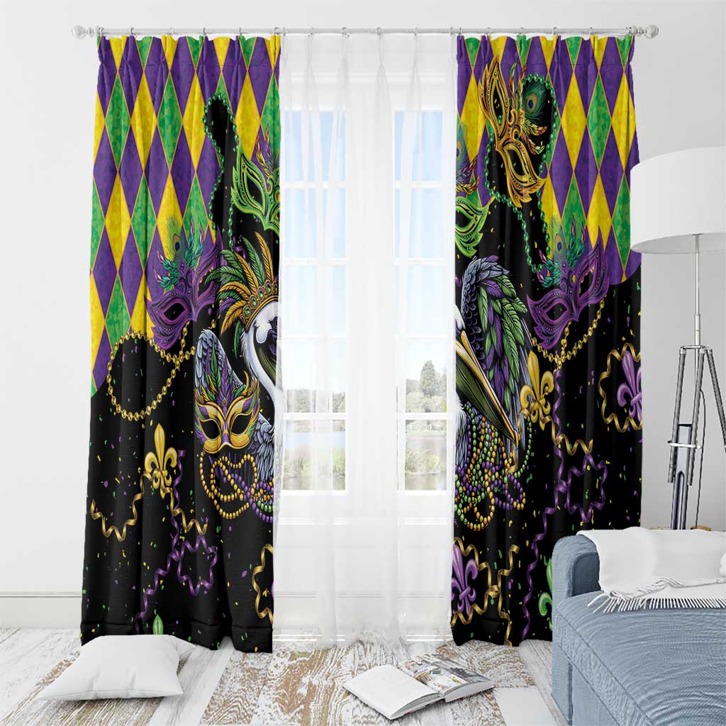 Mardi Gras Pelican Window Curtain On Tuesdays We Wear Beads - Wonder Print Shop