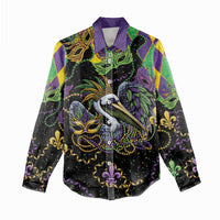 Mardi Gras Pelican Women Casual Shirt On Tuesdays We Wear Beads - Wonder Print Shop