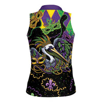 Mardi Gras Pelican Women Sleeveless Polo Shirt On Tuesdays We Wear Beads - Wonder Print Shop