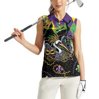 Mardi Gras Pelican Women Sleeveless Polo Shirt On Tuesdays We Wear Beads - Wonder Print Shop