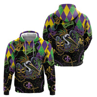 Mardi Gras Pelican Zip Hoodie On Tuesdays We Wear Beads - Wonder Print Shop
