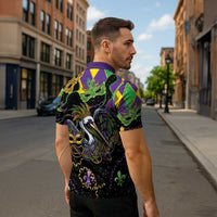 Mardi Gras Pelican Zipper Polo Shirt On Tuesdays We Wear Beads - Wonder Print Shop
