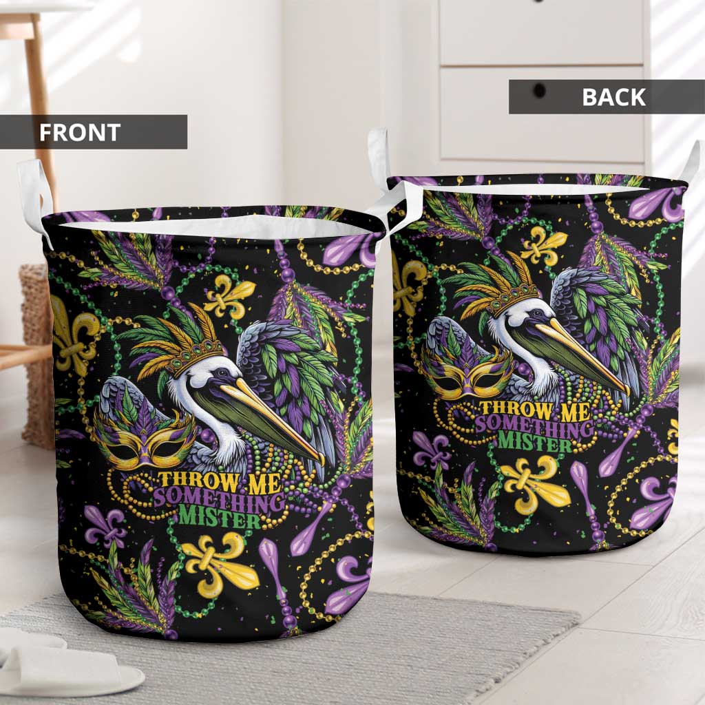 Mardi Gras Pelican Laundry Basket Throw me Something Mister! - Wonder Print Shop