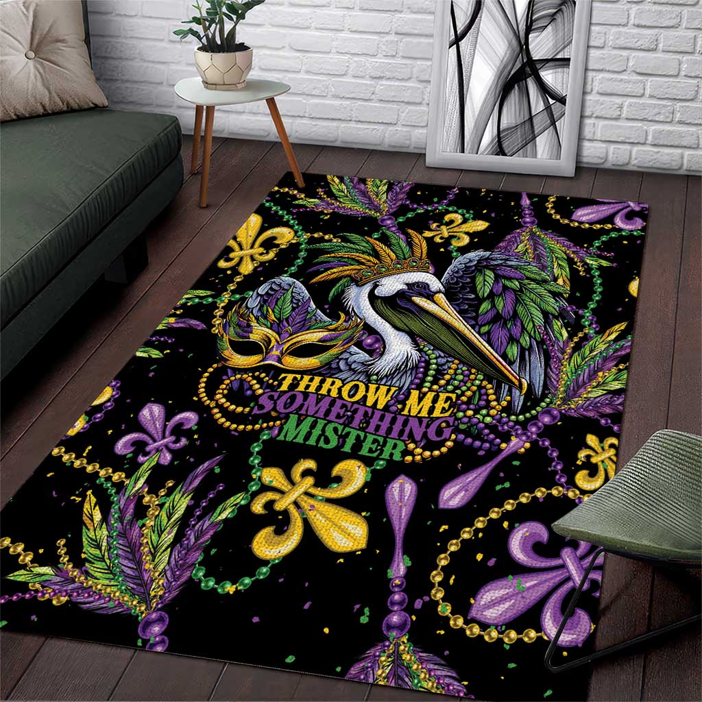 Mardi Gras Pelican Area Rug Throw me Something Mister! - Wonder Print Shop