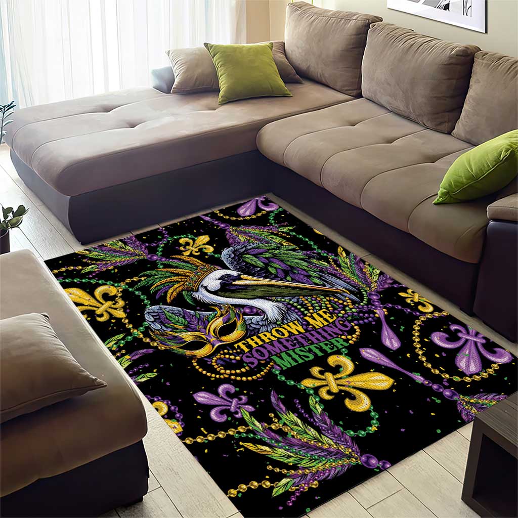 Mardi Gras Pelican Area Rug Throw me Something Mister! - Wonder Print Shop