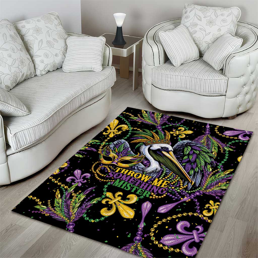 Mardi Gras Pelican Area Rug Throw me Something Mister! - Wonder Print Shop