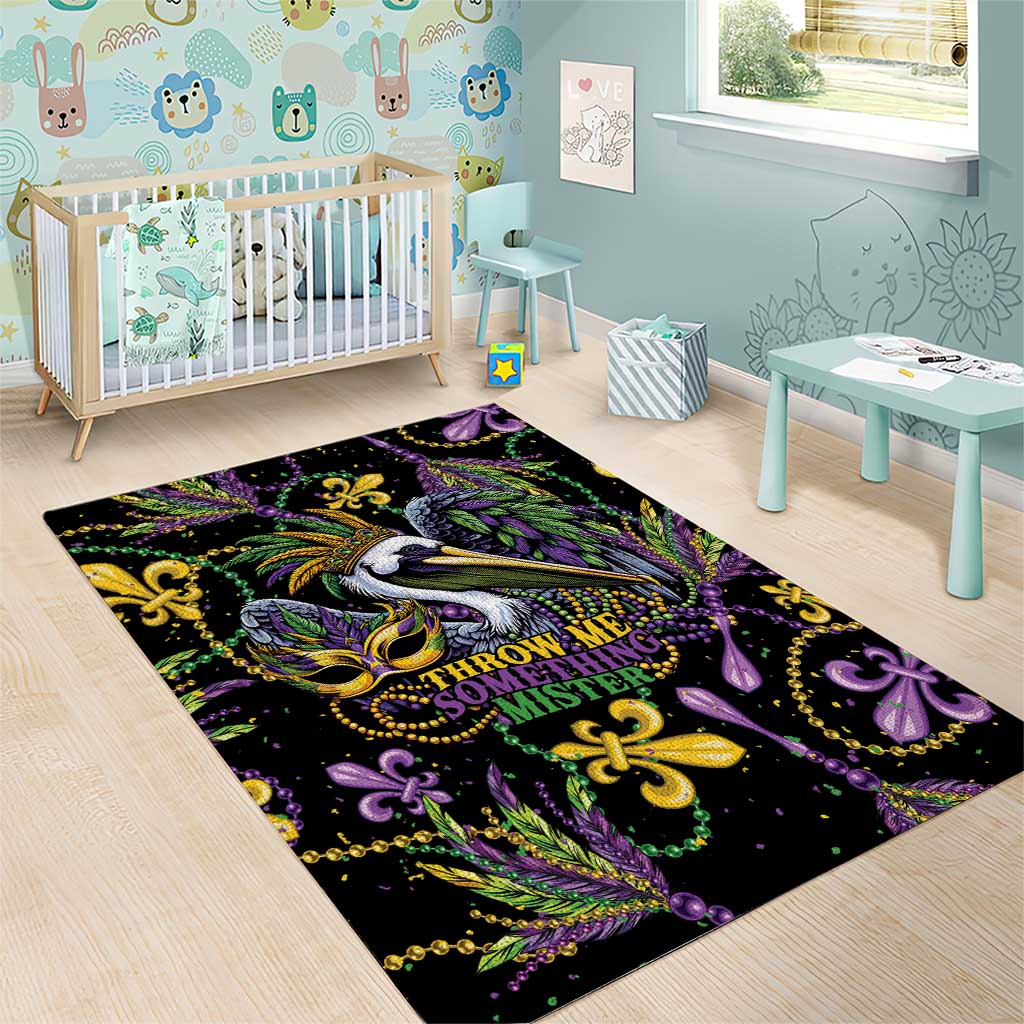 Mardi Gras Pelican Area Rug Throw me Something Mister! - Wonder Print Shop