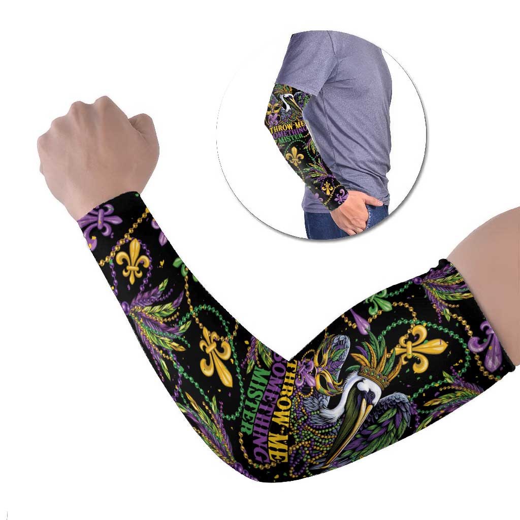 Mardi Gras Pelican Arm Sleeves Throw me Something Mister! - Wonder Print Shop