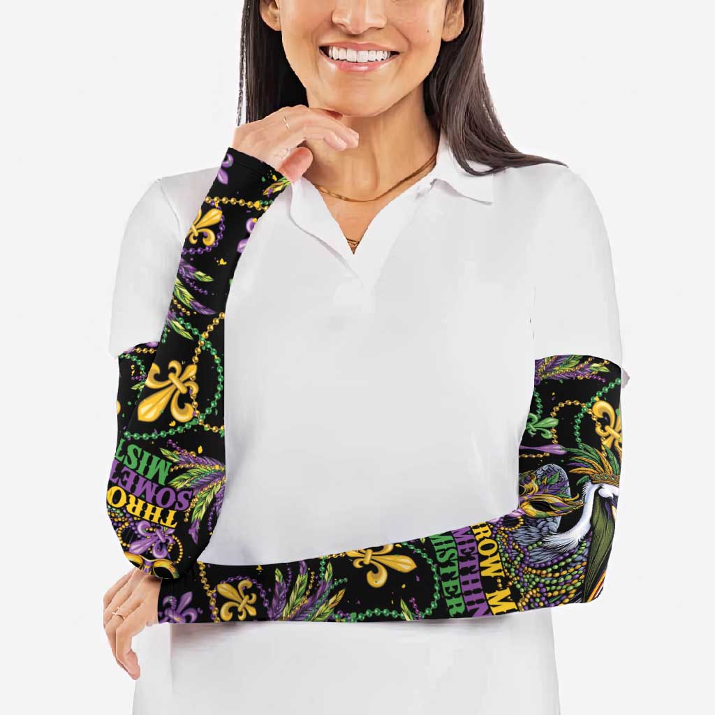 Mardi Gras Pelican Arm Sleeves Throw me Something Mister! - Wonder Print Shop