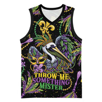 Mardi Gras Pelican Basketball Jersey Throw me Something Mister! - Wonder Print Shop