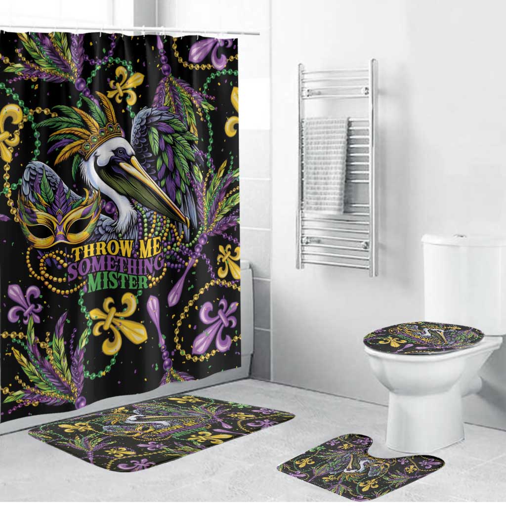 Mardi Gras Pelican Bathroom Set Throw me Something Mister! - Wonder Print Shop