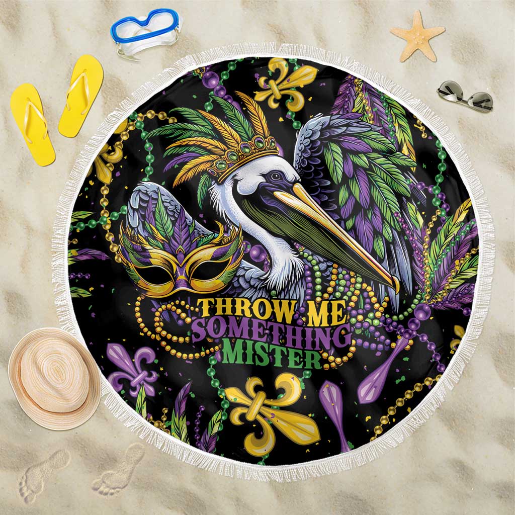 Mardi Gras Pelican Beach Blanket Throw me Something Mister! - Wonder Print Shop