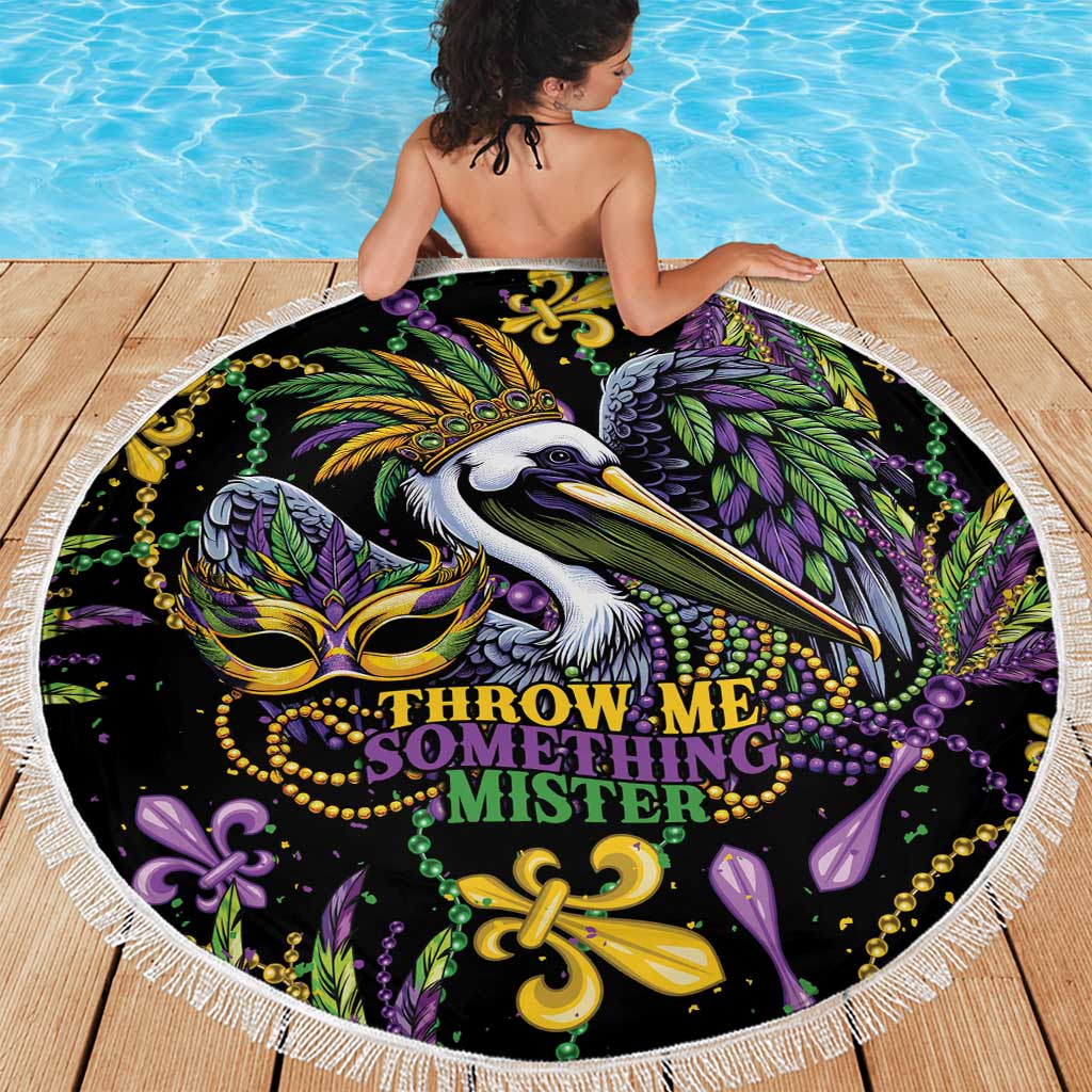 Mardi Gras Pelican Beach Blanket Throw me Something Mister! - Wonder Print Shop