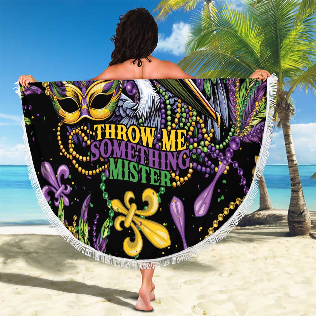 Mardi Gras Pelican Beach Blanket Throw me Something Mister! - Wonder Print Shop