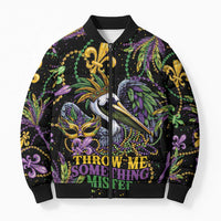 Mardi Gras Pelican Bomber Puffer Jacket Throw me Something Mister! - Wonder Print Shop