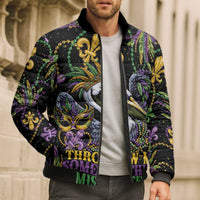 Mardi Gras Pelican Bomber Puffer Jacket Throw me Something Mister! - Wonder Print Shop