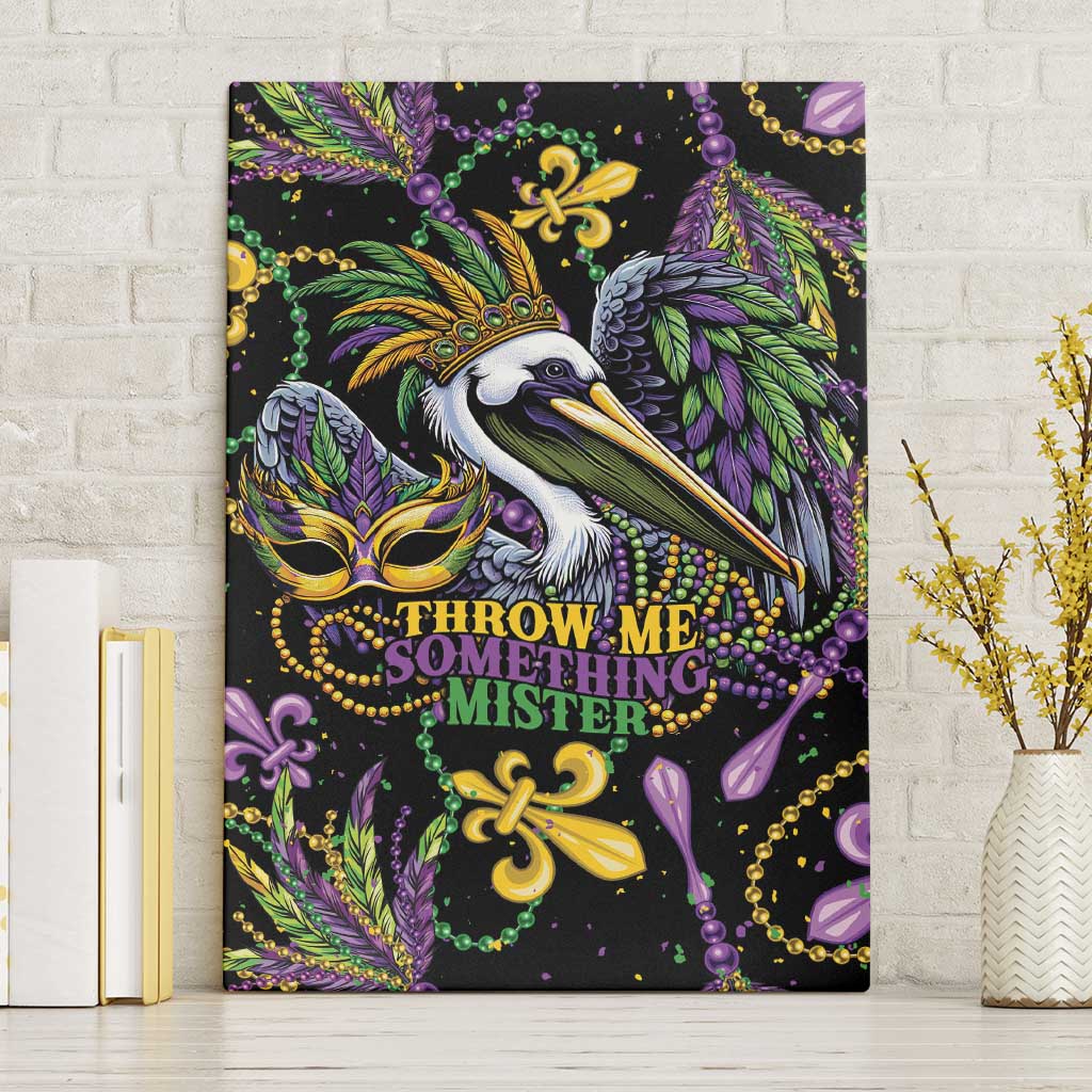 Mardi Gras Pelican Canvas Wall Art Throw me Something Mister! - Wonder Print Shop