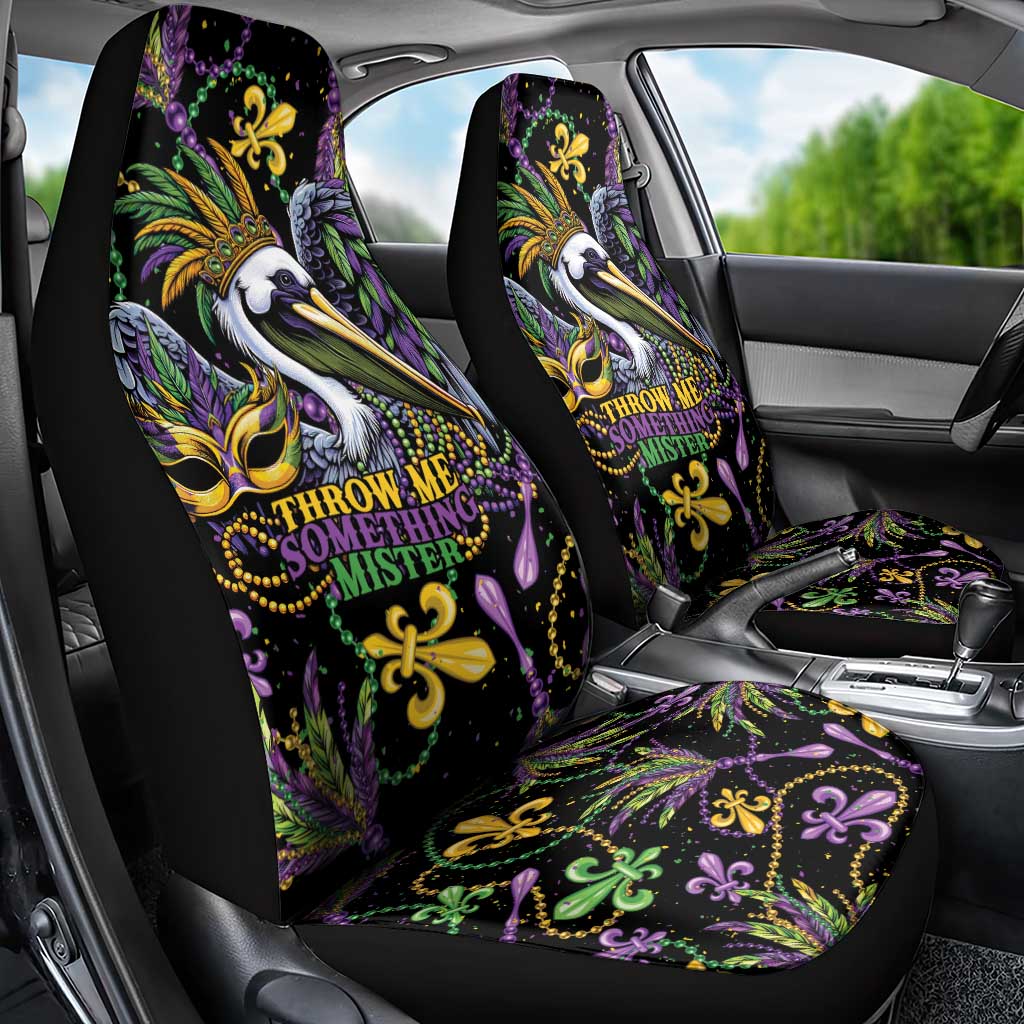 Mardi Gras Pelican Car Seat Cover Throw me Something Mister! - Wonder Print Shop