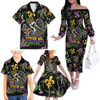 Mardi Gras Pelican Family Matching Off The Shoulder Long Sleeve Dress and Hawaiian Shirt Throw me Something Mister! - Wonder Print Shop