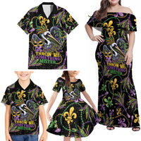 Mardi Gras Pelican Family Matching Off Shoulder Maxi Dress and Hawaiian Shirt Throw me Something Mister! - Wonder Print Shop