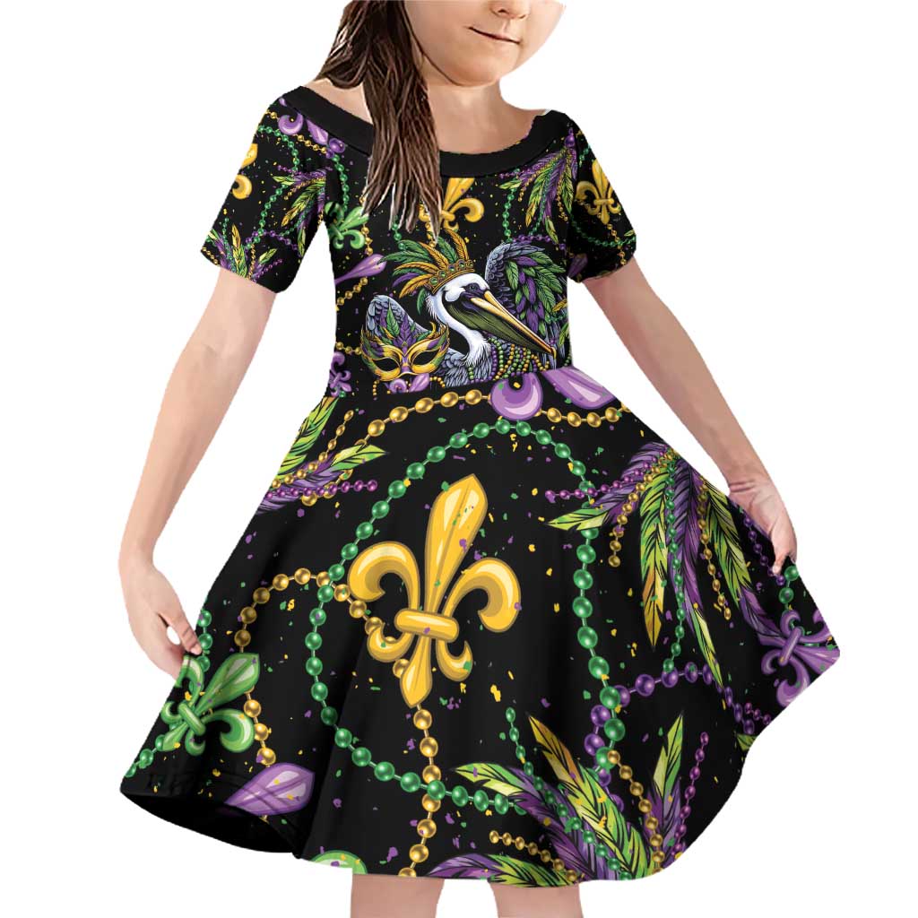 Mardi Gras Pelican Family Matching Off Shoulder Short Dress and Hawaiian Shirt Throw me Something Mister! - Wonder Print Shop