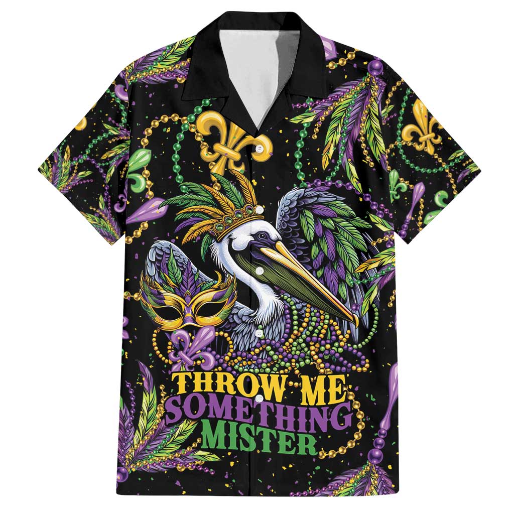 Mardi Gras Pelican Family Matching Off Shoulder Short Dress and Hawaiian Shirt Throw me Something Mister! - Wonder Print Shop