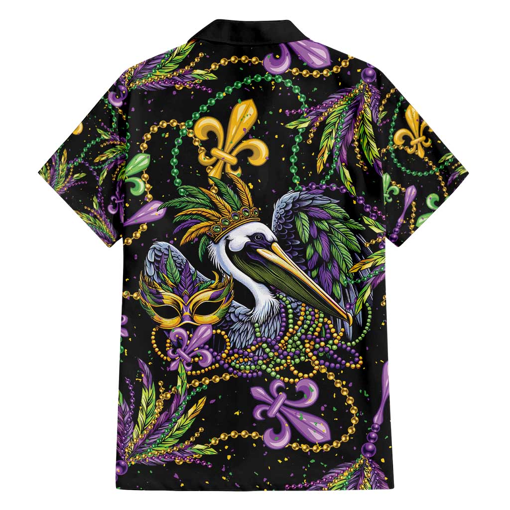 Mardi Gras Pelican Family Matching Off Shoulder Short Dress and Hawaiian Shirt Throw me Something Mister! - Wonder Print Shop