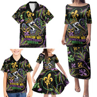 Mardi Gras Pelican Family Matching Puletasi and Hawaiian Shirt Throw me Something Mister! - Wonder Print Shop