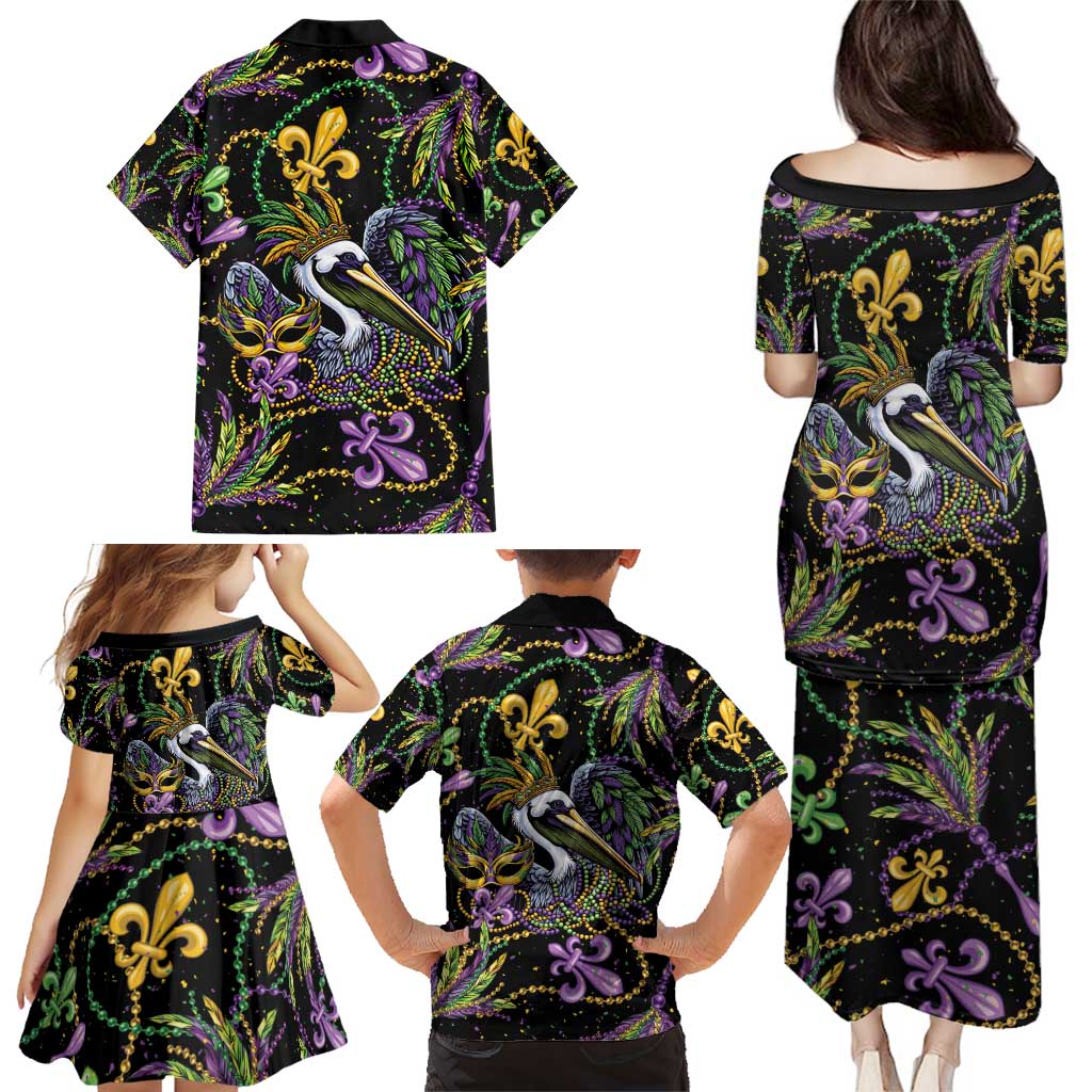 Mardi Gras Pelican Family Matching Puletasi and Hawaiian Shirt Throw me Something Mister! - Wonder Print Shop