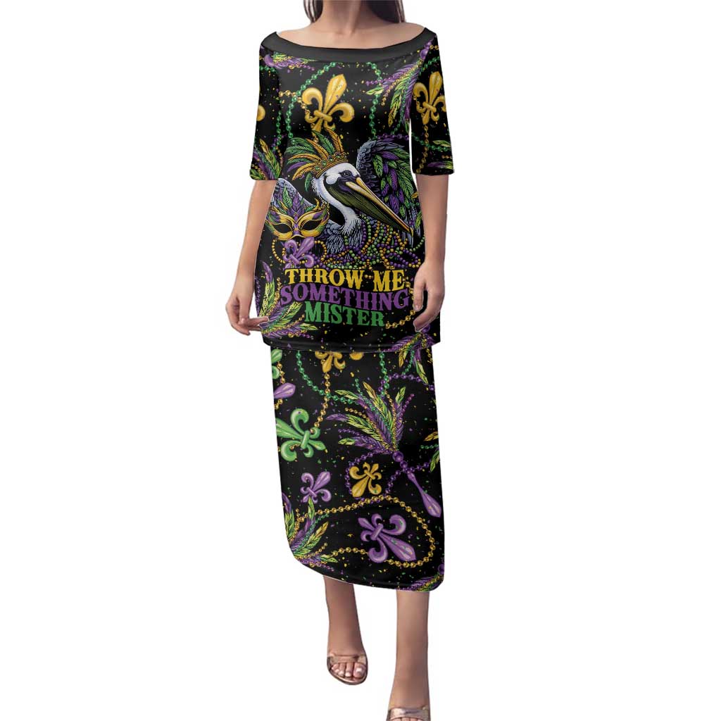 Mardi Gras Pelican Family Matching Puletasi and Hawaiian Shirt Throw me Something Mister! - Wonder Print Shop