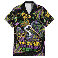 Mardi Gras Pelican Family Matching Short Sleeve Bodycon Dress and Hawaiian Shirt Throw me Something Mister! - Wonder Print Shop