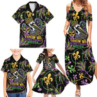 Mardi Gras Pelican Family Matching Summer Maxi Dress and Hawaiian Shirt Throw me Something Mister! - Wonder Print Shop