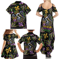 Mardi Gras Pelican Family Matching Summer Maxi Dress and Hawaiian Shirt Throw me Something Mister! - Wonder Print Shop