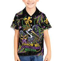 Mardi Gras Pelican Family Matching Summer Maxi Dress and Hawaiian Shirt Throw me Something Mister! - Wonder Print Shop