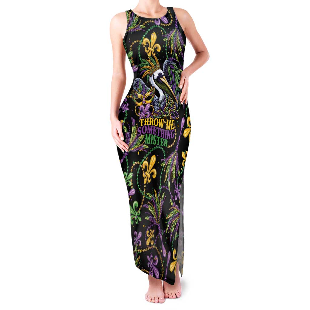 Mardi Gras Pelican Family Matching Tank Maxi Dress and Hawaiian Shirt Throw me Something Mister! - Wonder Print Shop