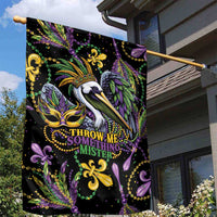 Mardi Gras Pelican Garden Flag Throw me Something Mister! - Wonder Print Shop