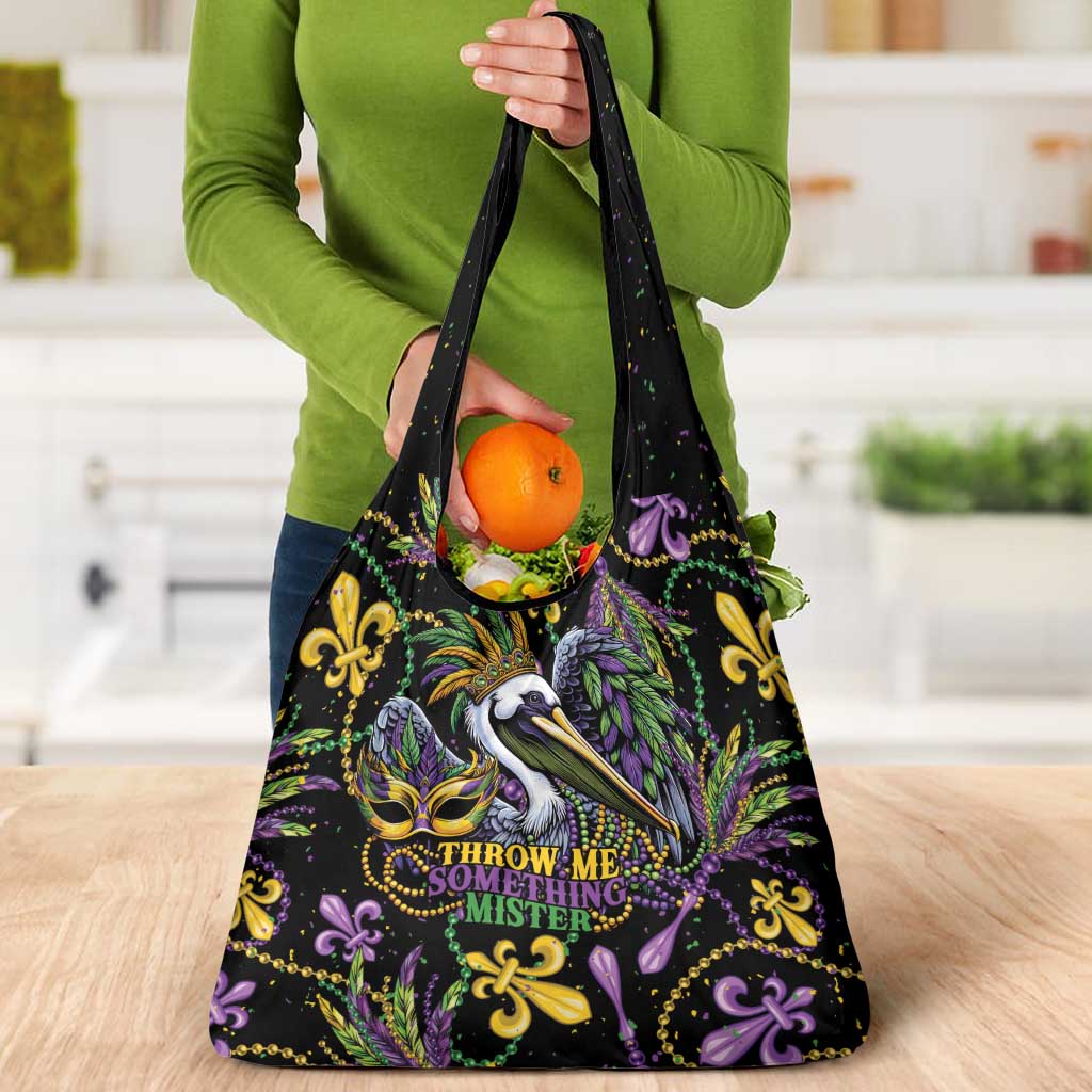 Mardi Gras Pelican Grocery Bag Throw me Something Mister! - Wonder Print Shop