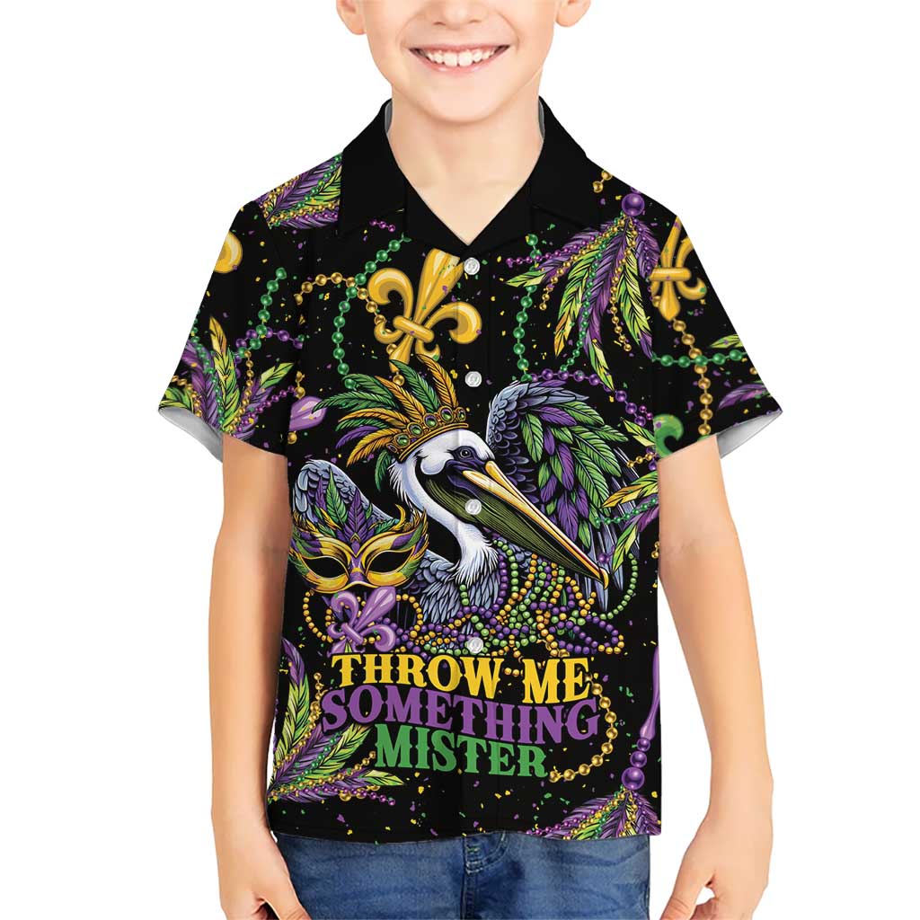 Mardi Gras Pelican Hawaiian Shirt Throw me Something Mister! - Wonder Print Shop